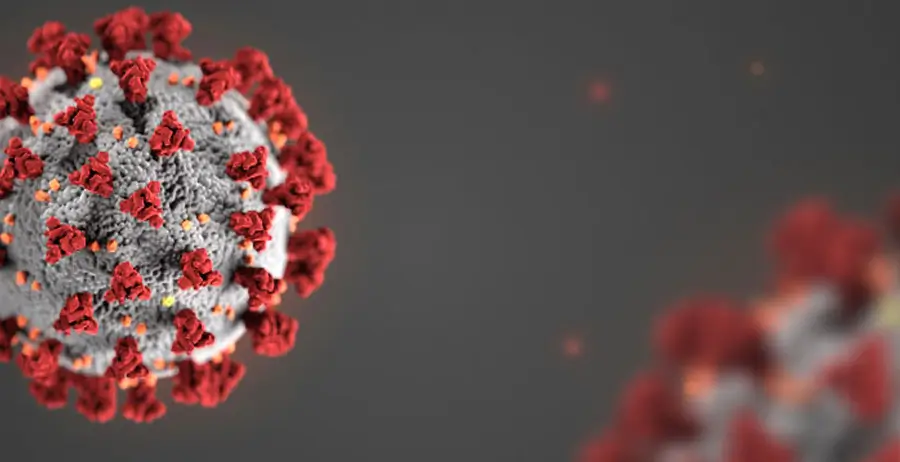 Color graphic of the COVID-19 virus
