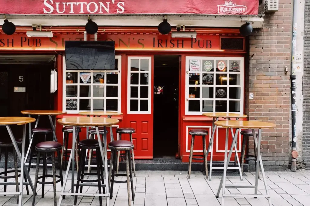 Cafe exterior with tables and chairs