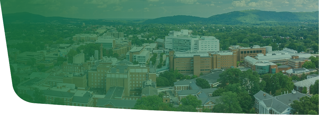 Aerial view of downtown Charlottesville, VA